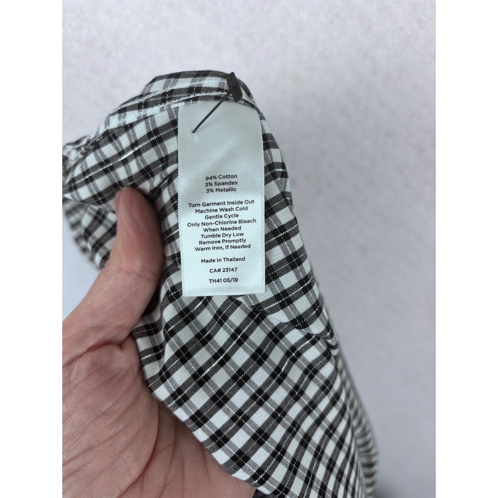 TALBOTS Gingham Tunic Shirt 22WP Black White Metallic Plaid Non-Iron Plus Petite - Picture 7 of 7